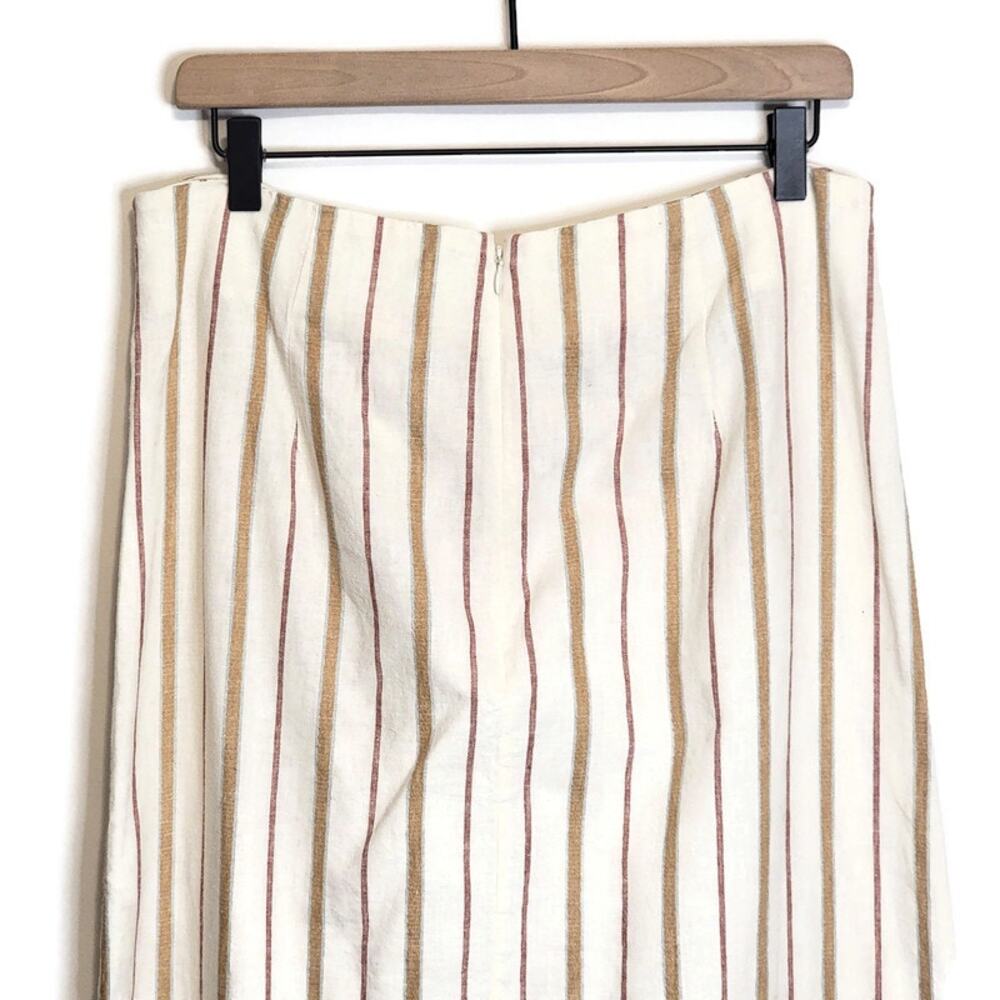 Madewell NWT Stripe Sarong Wrap Midi Skirt Twist Front Linen Cotton Size 12 - Picture 9 of 16